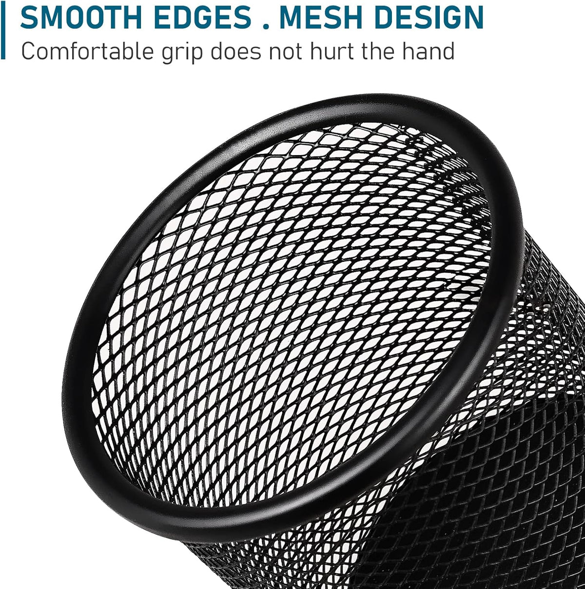 Mesh Pencil Holder for Desk 6 Pack, Metal Pen Cup Black