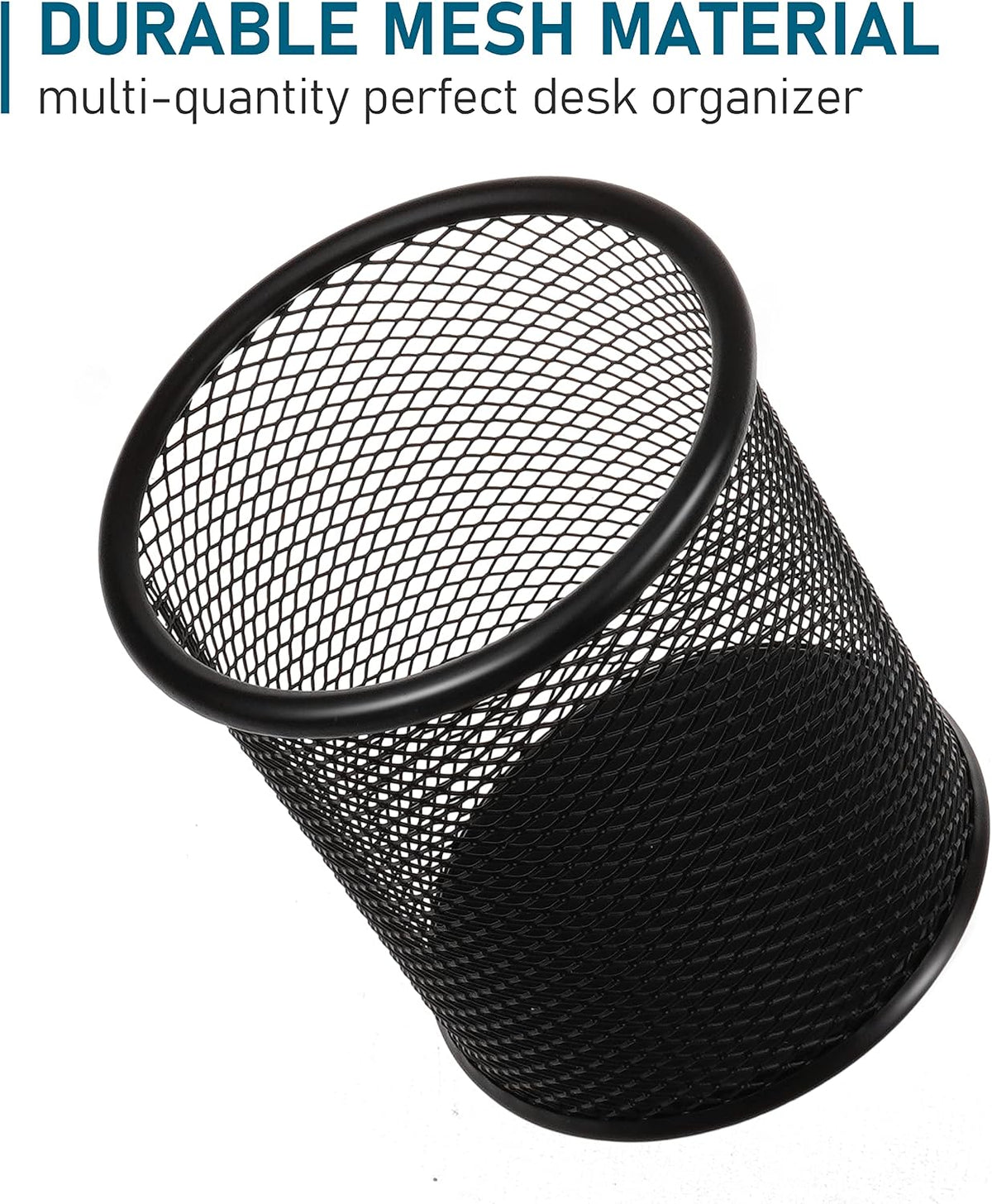 Mesh Pencil Holder for Desk 6 Pack, Metal Pen Cup Black