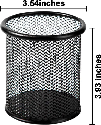 Mesh Pencil Holder for Desk 6 Pack, Metal Pen Cup Black
