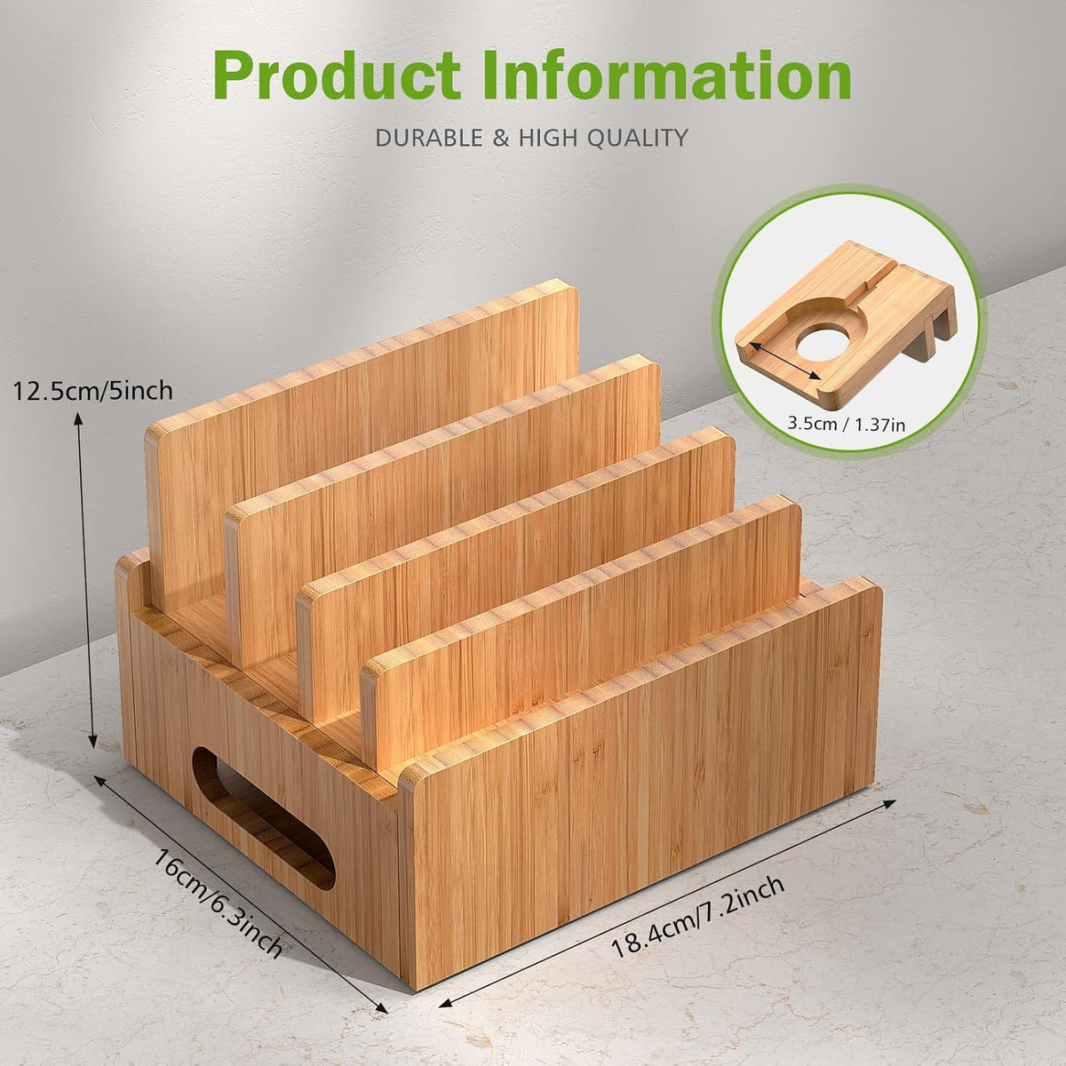 Bamboo Charging Stations with 5 Port USB Charger & 5 Cables