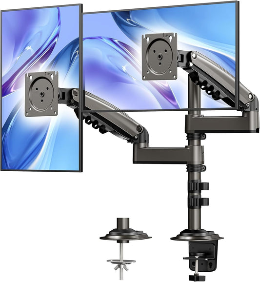 17-32 Inch Dual Monitor Stand, Stacked Monitor Mount, Monitor Arms for 2 Monitors, Ergonomic Adjustable Tilt/Swivel/Rotate, Weight Max 19.8 lbs, VESA 75/100mm