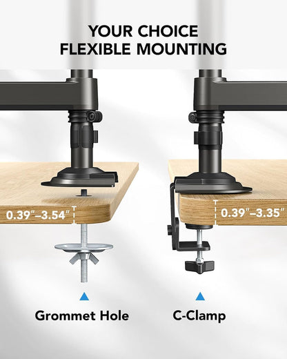 17-32 Inch Dual Monitor Stand, Stacked Monitor Mount, Monitor Arms for 2 Monitors, Ergonomic Adjustable Tilt/Swivel/Rotate, Weight Max 19.8 lbs, VESA 75/100mm