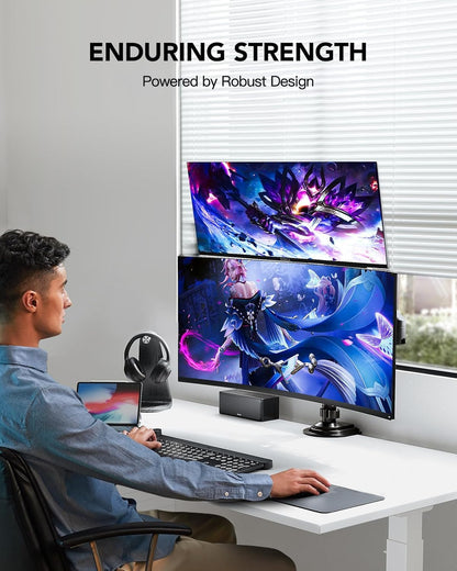 17-32 Inch Dual Monitor Stand, Stacked Monitor Mount, Monitor Arms for 2 Monitors, Ergonomic Adjustable Tilt/Swivel/Rotate, Weight Max 19.8 lbs, VESA 75/100mm