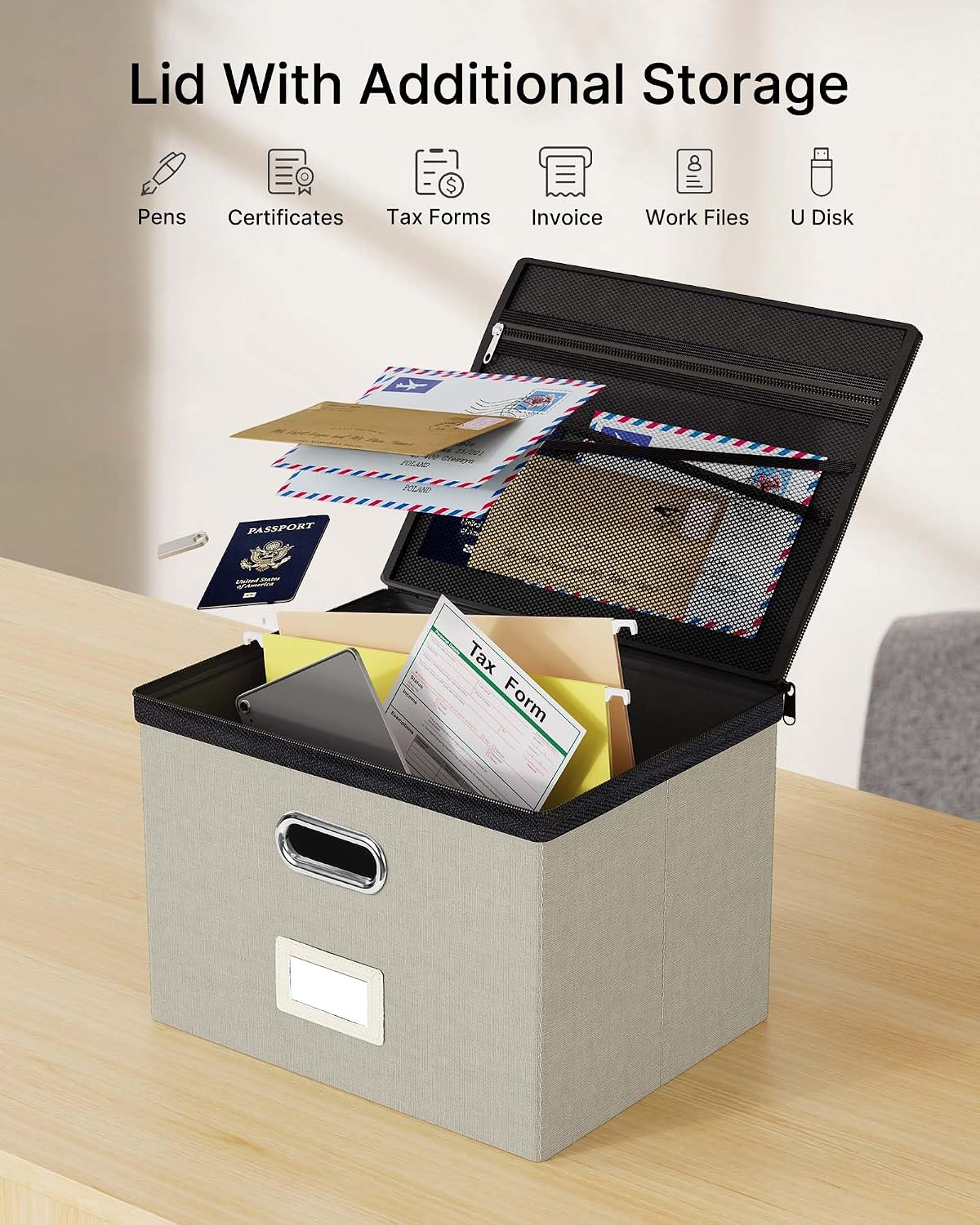 File Box Small 2-Pack Mesh Pockets Hanging Organizer for Letter-Size