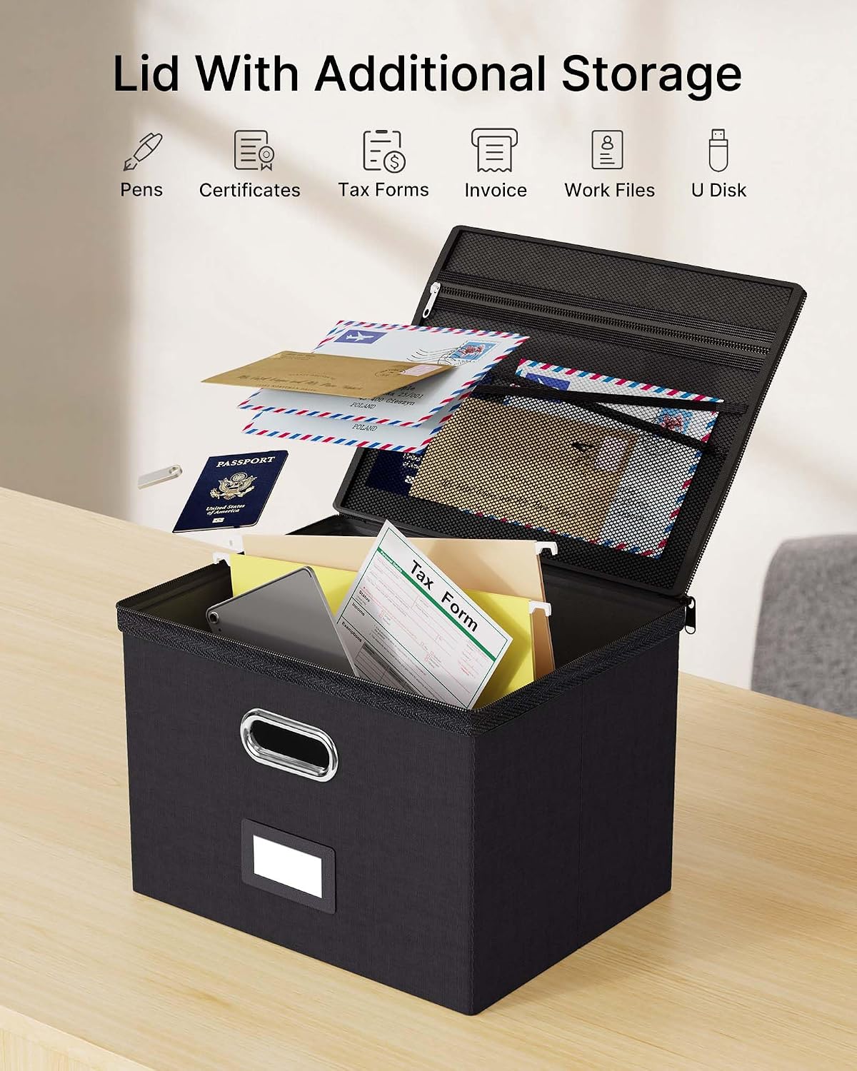 File Box Small 2-Pack Mesh Pockets Hanging Organizer for Letter-Size