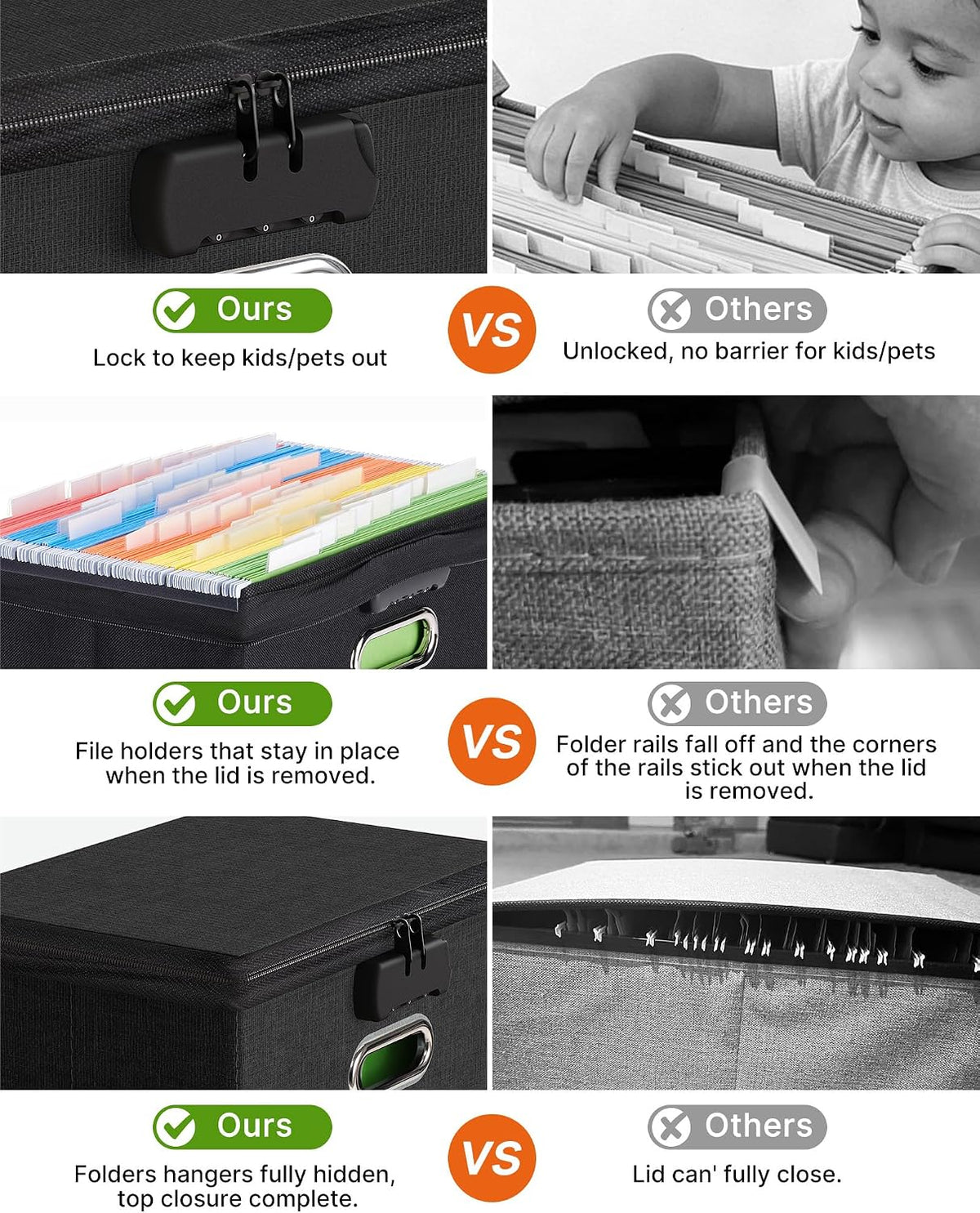 File Box Small 2-Pack Mesh Pockets Hanging Organizer for Letter-Size