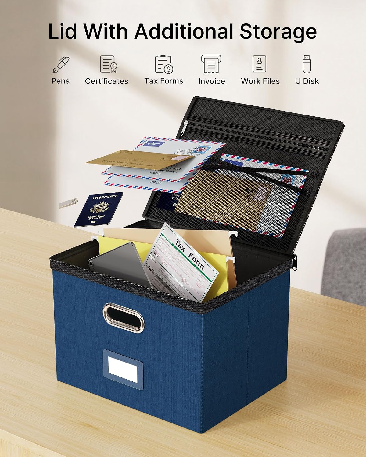 File Box Small 2-Pack Mesh Pockets Hanging Organizer for Letter-Size