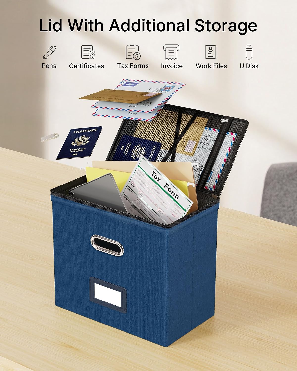 File Box Small 2-Pack Mesh Pockets Hanging Organizer for Letter-Size