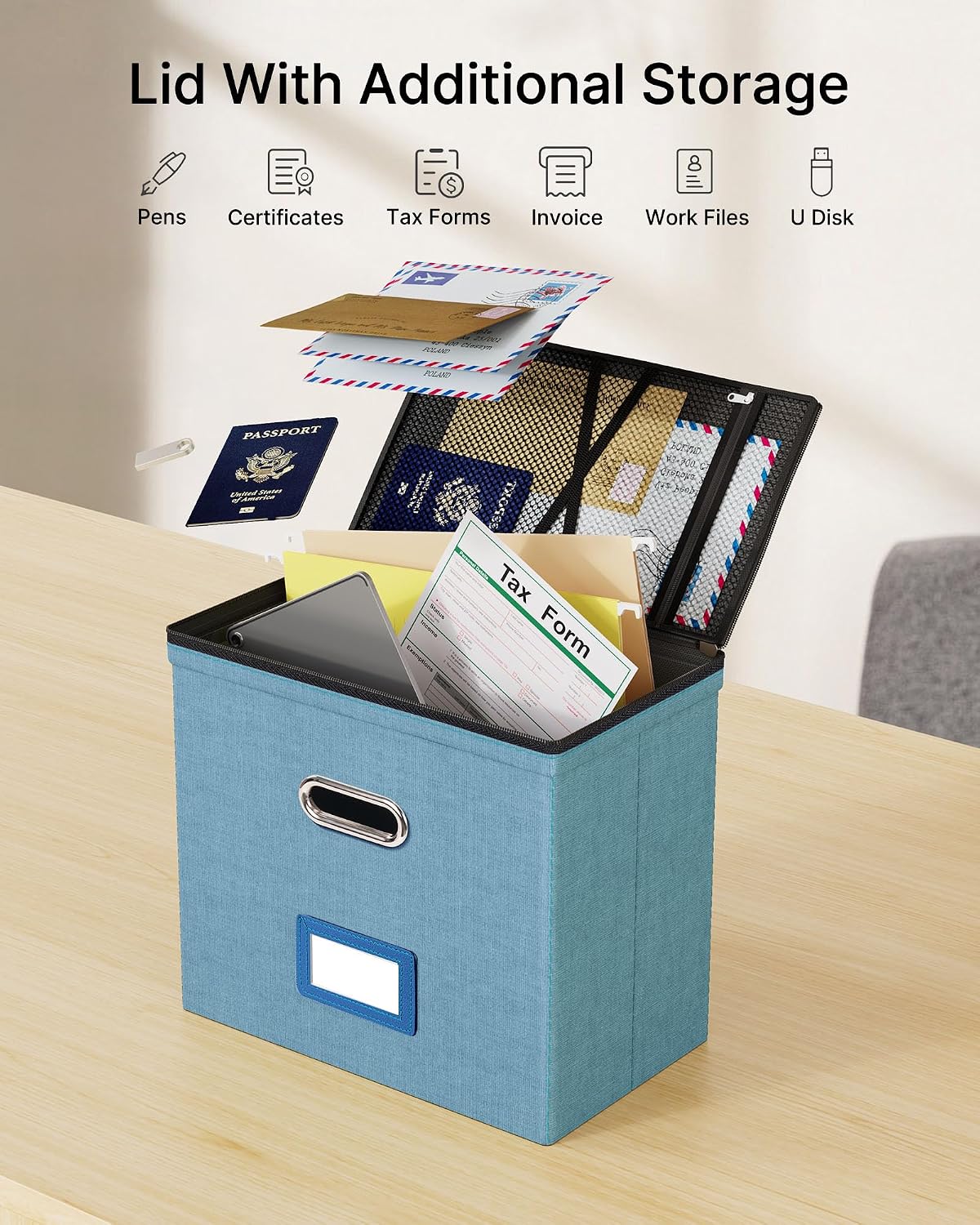File Box Small 2-Pack Mesh Pockets Hanging Organizer for Letter-Size