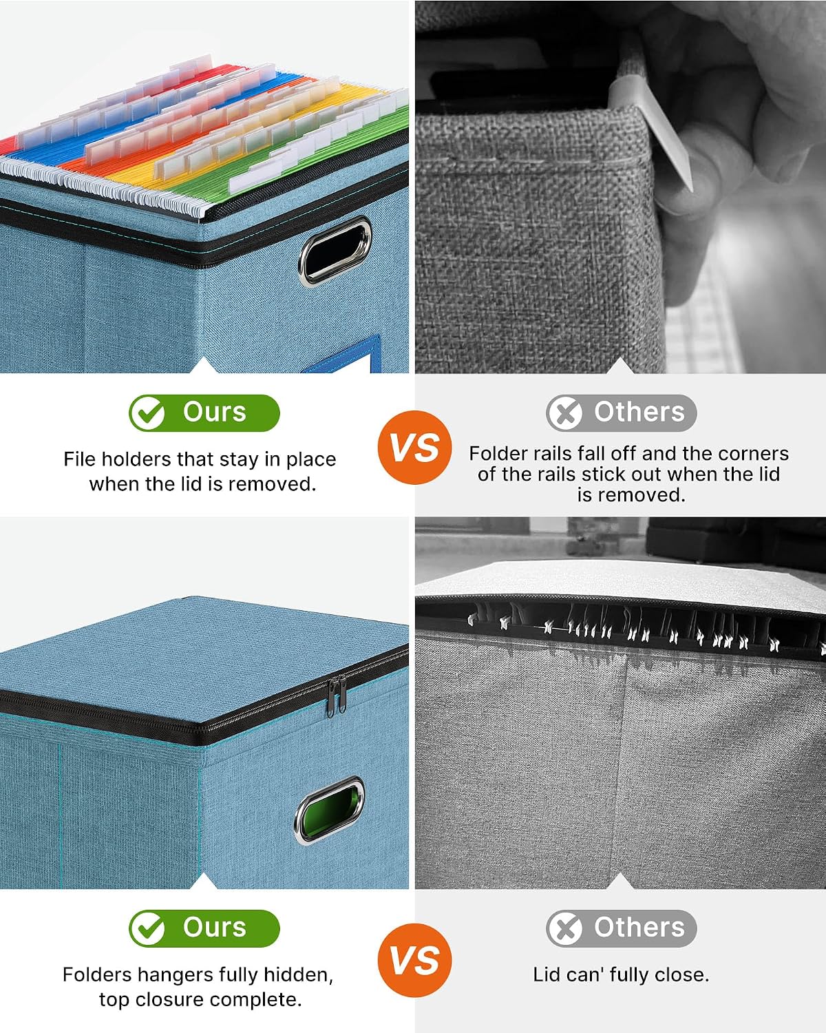 File Box Small 2-Pack Mesh Pockets Hanging Organizer for Letter-Size