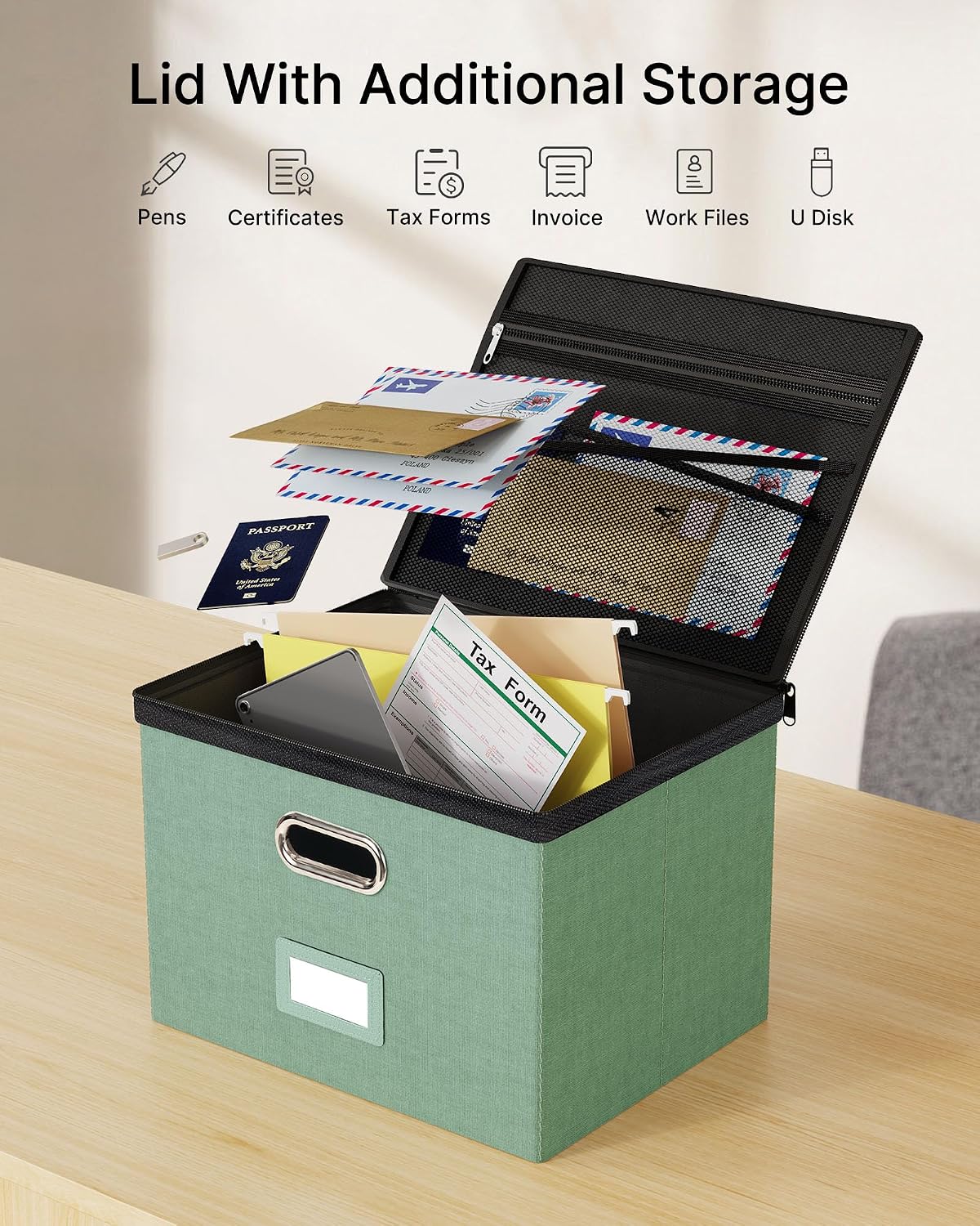 File Box Small 2-Pack Mesh Pockets Hanging Organizer for Letter-Size