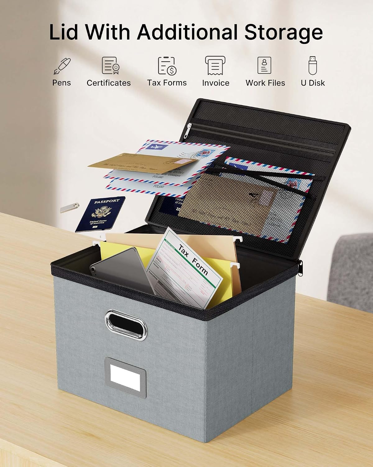 File Box Small 2-Pack Mesh Pockets Hanging Organizer for Letter-Size