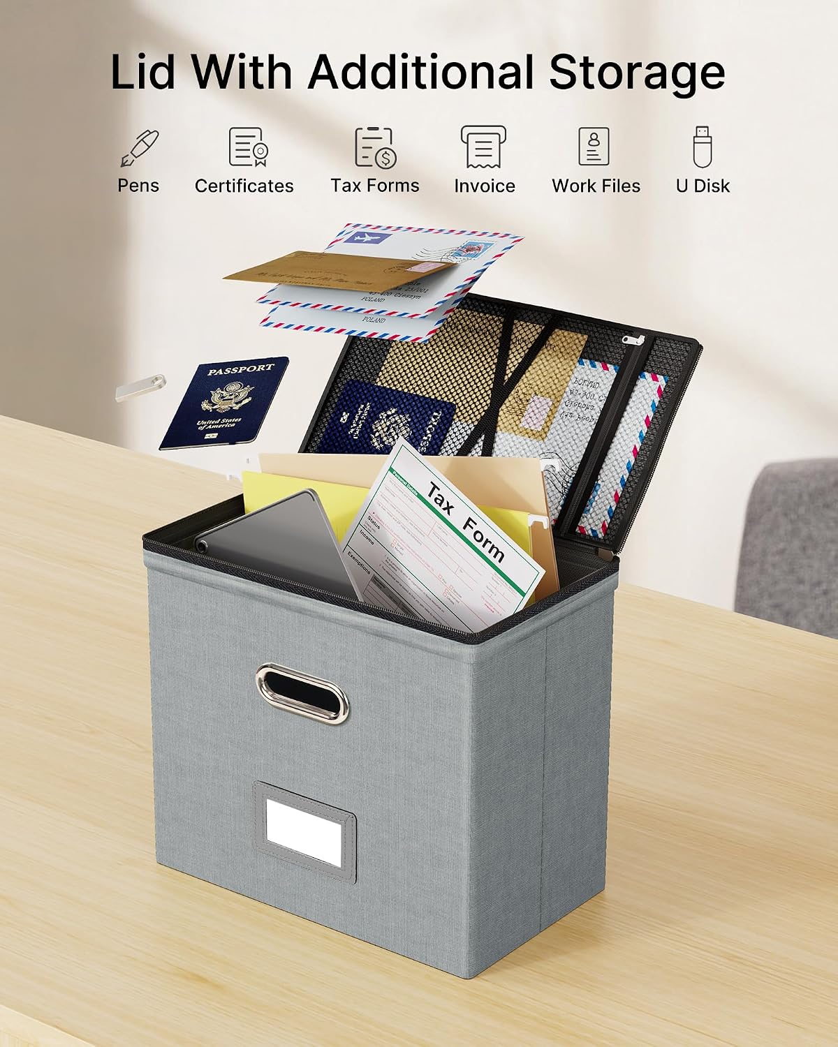 File Box Small 2-Pack Mesh Pockets Hanging Organizer for Letter-Size