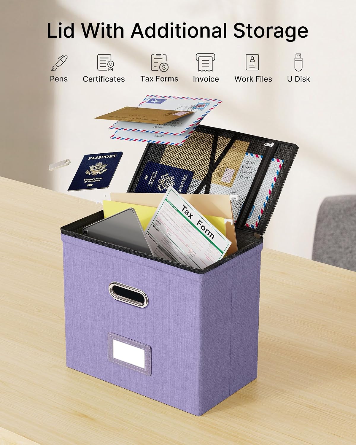 File Box Small 2-Pack Mesh Pockets Hanging Organizer for Letter-Size