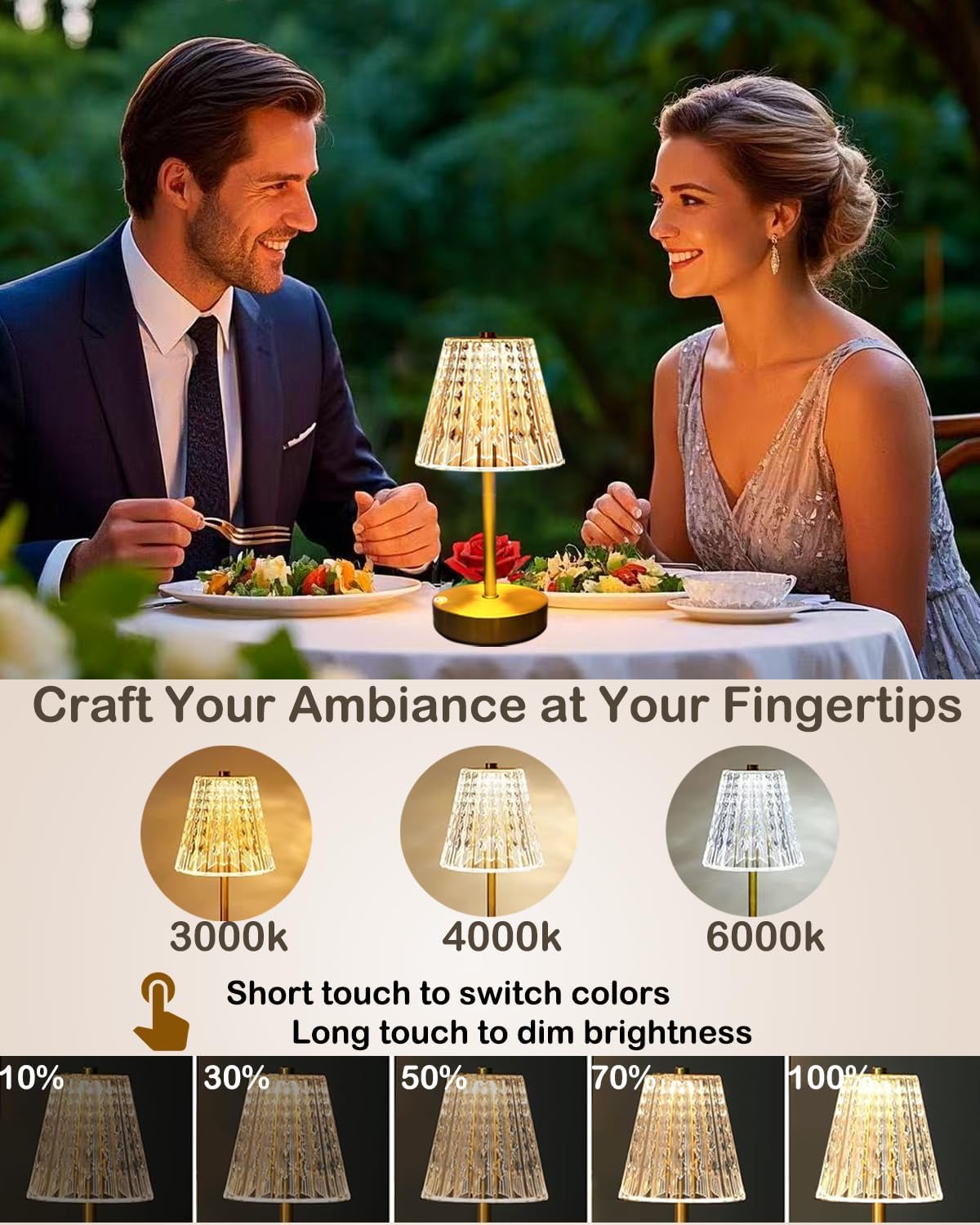 Black Cordless Table Lamp Rechargeable,Small Battery Powered Lamp 5000mAh,Mini Wireless Table Lamp for Restaurant Dining Tabletop/Kitchen Counter Top/Bathroom Shower/No Cord Touch Lamp Decorative
