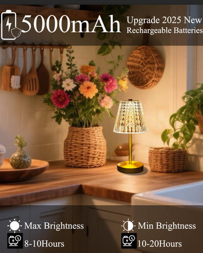 Black Cordless Table Lamp Rechargeable,Small Battery Powered Lamp 5000mAh,Mini Wireless Table Lamp for Restaurant Dining Tabletop/Kitchen Counter Top/Bathroom Shower/No Cord Touch Lamp Decorative