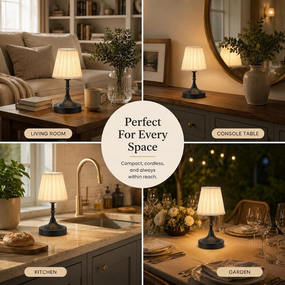 Black Cordless Table Lamp Rechargeable,Small Battery Powered Lamp 5000mAh,Mini Wireless Table Lamp for Restaurant Dining Tabletop/Kitchen Counter Top/Bathroom Shower/No Cord Touch Lamp Decorative