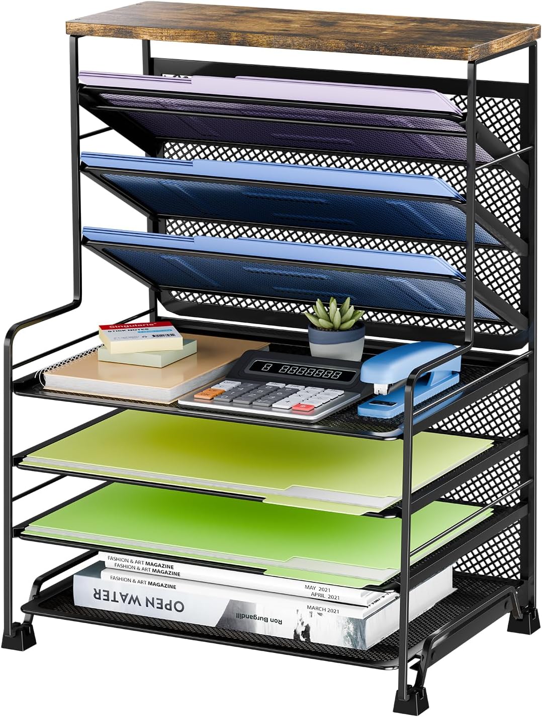 8-Tier Desk File Organizer for Office, Home or School, Black