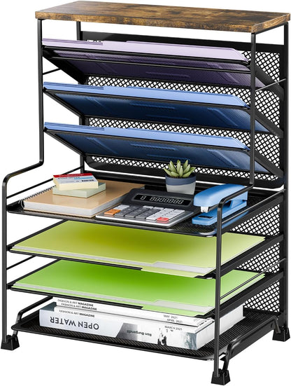 8-Tier Desk File Organizer for Office, Home or School, Black