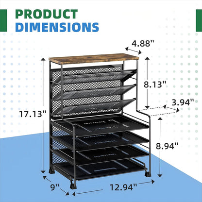8-Tier Desk File Organizer for Office, Home or School, Black
