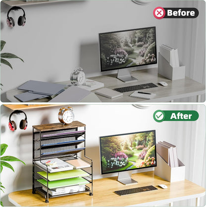 8-Tier Desk File Organizer for Office, Home or School, Black
