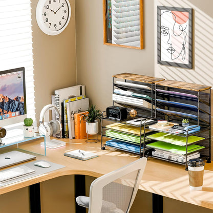 8-Tier Desk File Organizer for Office, Home or School, Black