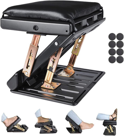 Under Desk Footrest, 4-Level Height Adjustable 12Modes Foldable Footrest