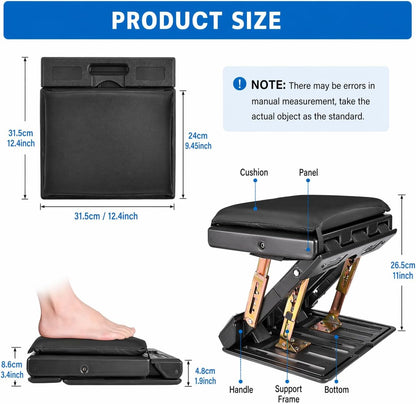 Under Desk Footrest, 4-Level Height Adjustable 12Modes Foldable Footrest