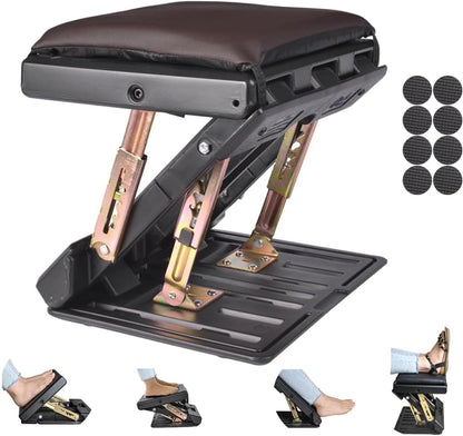 Under Desk Footrest, 4-Level Height Adjustable 12Modes Foldable Footrest