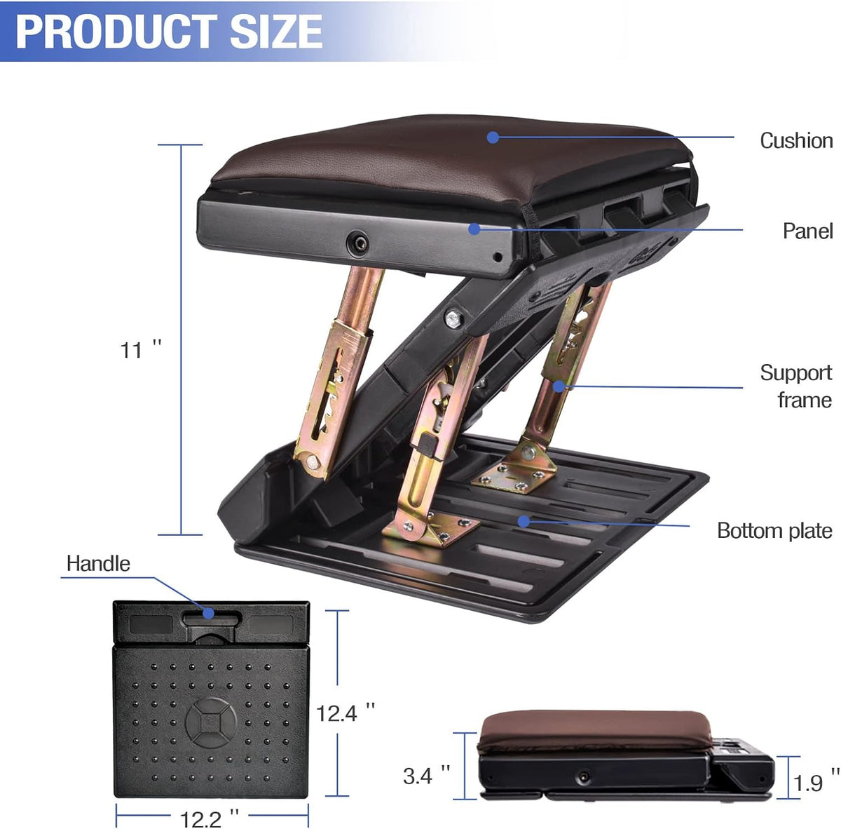 Under Desk Footrest, 4-Level Height Adjustable 12Modes Foldable Footrest