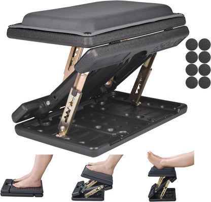 Under Desk Footrest, 4-Level Height Adjustable 12Modes Foldable Footrest