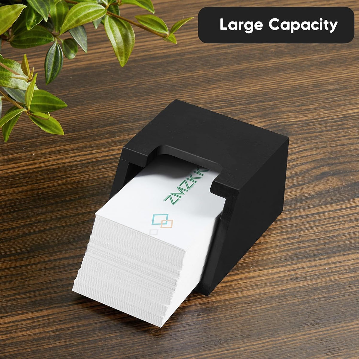 Acacia Wood Business Card Holder for Desk - Vertical Business Card Display Stand - Wooden Business Card Organizer for Office Tabletop Desktop