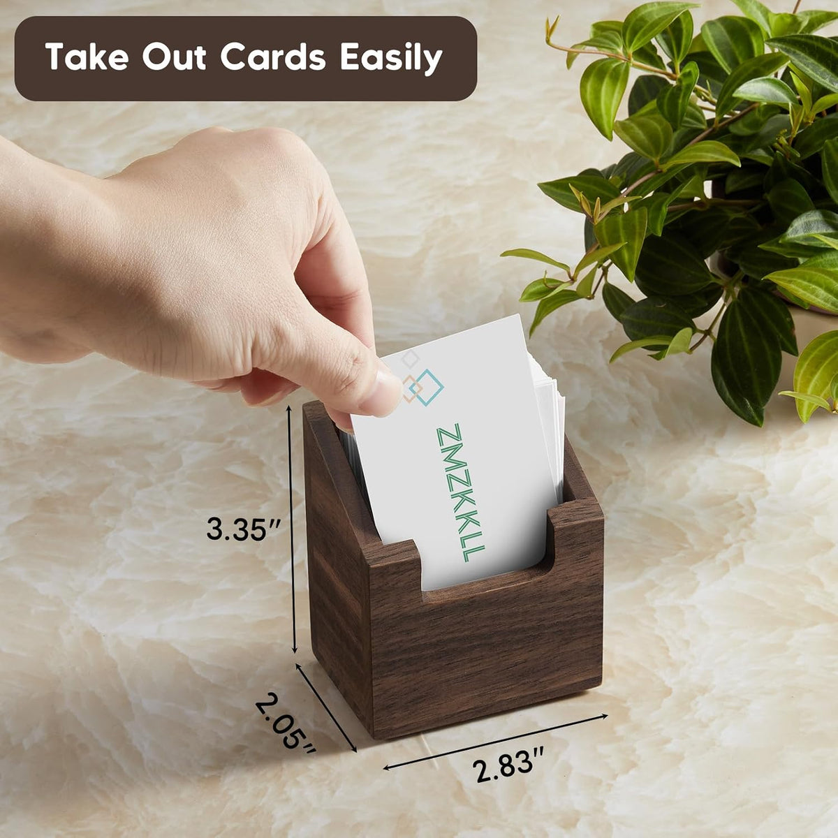 Acacia Wood Business Card Holder for Desk - Vertical Business Card Display Stand - Wooden Business Card Organizer for Office Tabletop Desktop