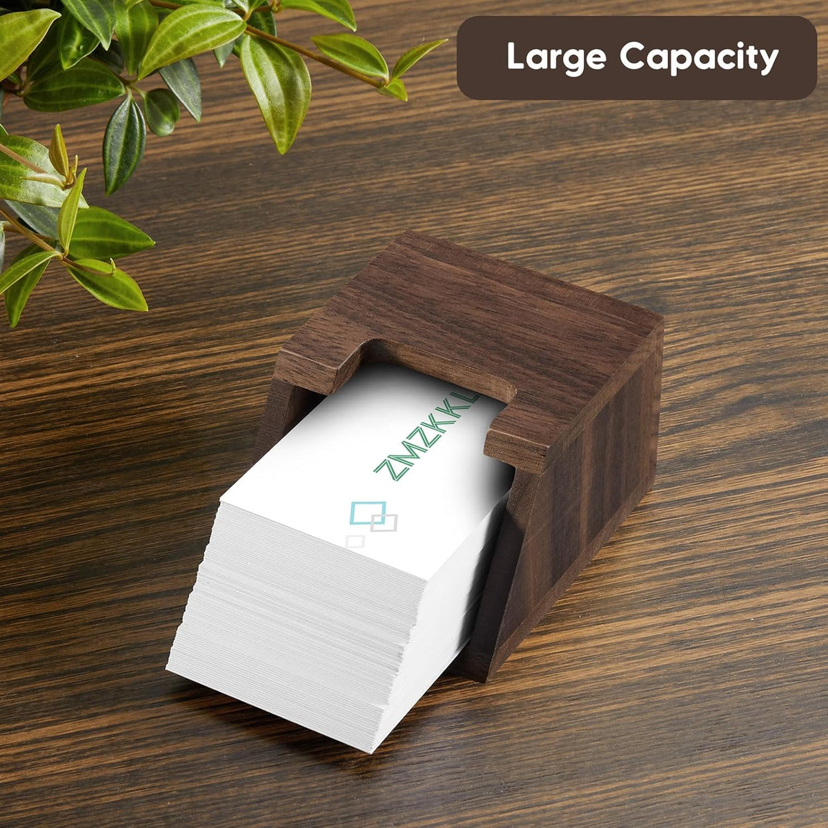 Acacia Wood Business Card Holder for Desk - Vertical Business Card Display Stand - Wooden Business Card Organizer for Office Tabletop Desktop