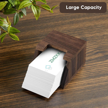 Acacia Wood Business Card Holder for Desk - Vertical Business Card Display Stand - Wooden Business Card Organizer for Office Tabletop Desktop