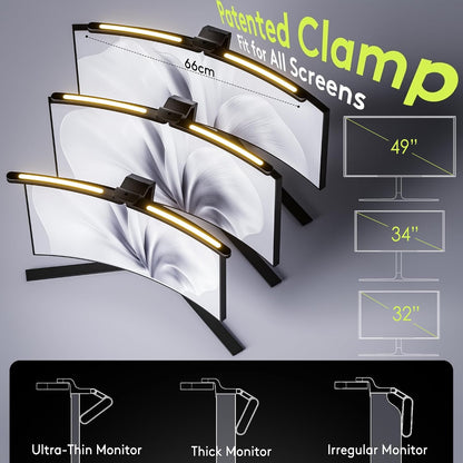 Curved Monitor Light Bar 15 RGB Backlight for 34"+ Screens, Computer Bar Lights Foldable Dual Light with Color Temperature Brightness Stepless Dimming, No Glare Desk Lamp for Home Office Gaming