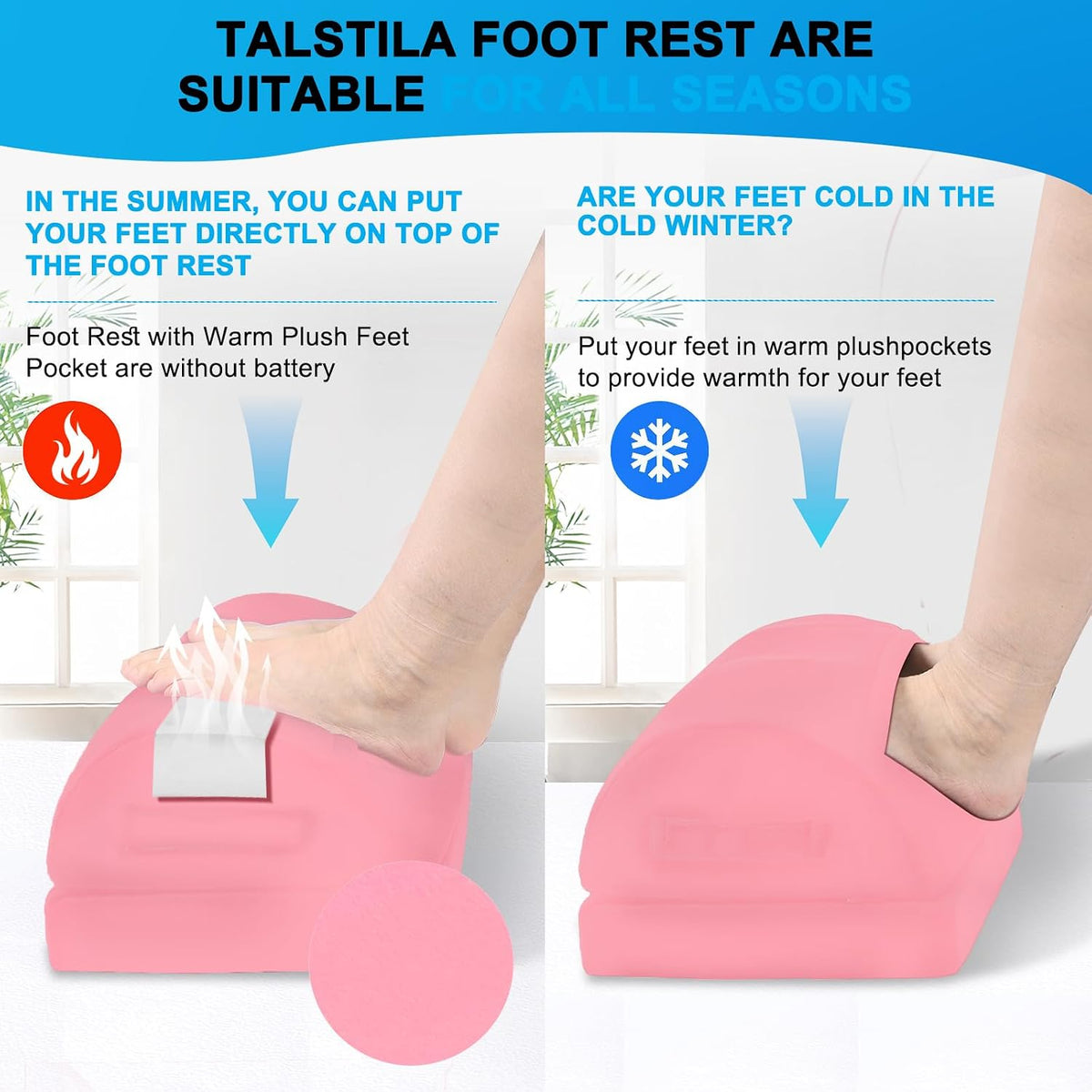 Foot Rest for Under Desk at Work, Under Desk Footrest, Ergonomic 2 Adjustable Heights Footrest, Footrest with Feet Warm Pocket, for Office Desk & Office Chair…