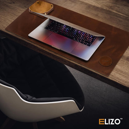 Real Leather Desk Mat Set (32x16) Large Desk Cover Desk Blotter Protector Computer Gaming Mouse Pad Table Laptop Office Desktop Accessories