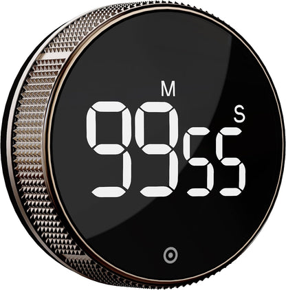 Kitchen Timer with LED Digital Display Smart Efficana for Home Classroom Gym Office, Volume and Brightness Adjustable Productivity Timer (Guncolor)