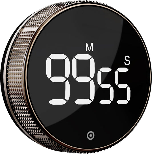 Kitchen Timer with LED Digital Display Smart Efficana for Home Classroom Gym Office, Volume and Brightness Adjustable Productivity Timer (Guncolor)