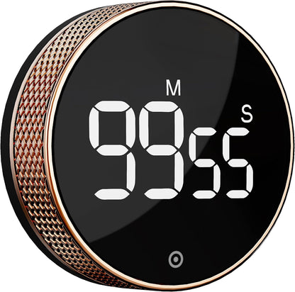 Kitchen Timer with LED Digital Display Smart Efficana for Home Classroom Gym Office, Volume and Brightness Adjustable Productivity Timer (Guncolor)