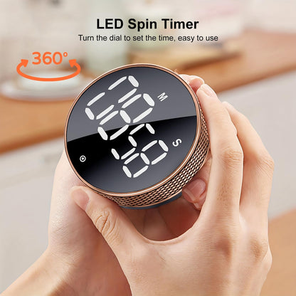 Kitchen Timer with LED Digital Display Smart Efficana for Home Classroom Gym Office, Volume and Brightness Adjustable Productivity Timer (Guncolor)
