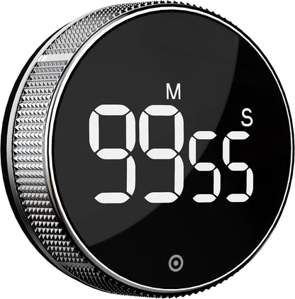Kitchen Timer with LED Digital Display Smart Efficana for Home Classroom Gym Office, Volume and Brightness Adjustable Productivity Timer (Guncolor)