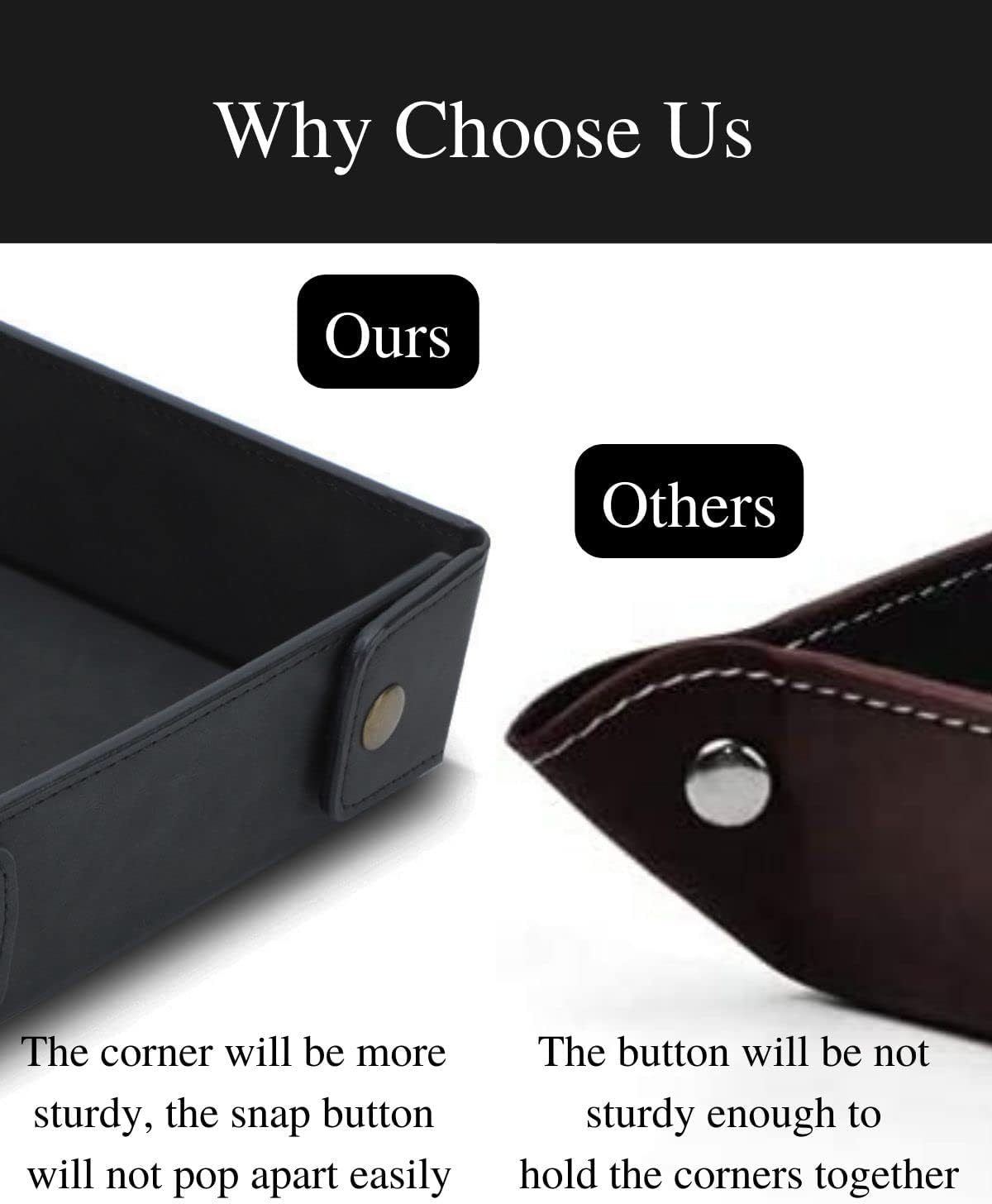 Faux Leather Valet Tray Organizer for Men - Catch-All Tray for Entryway Table Key, Wallet, Watch, Coin Change, Phone, Dresser EDC Dump Jewelry, Bedside Nightstand Desk-top