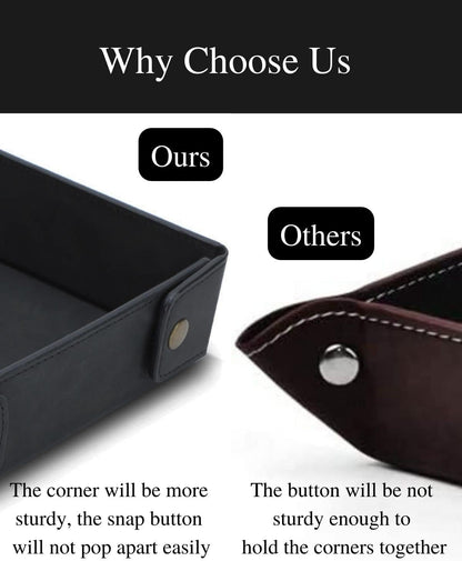 Faux Leather Valet Tray Organizer for Men - Catch-All Tray for Entryway Table Key, Wallet, Watch, Coin Change, Phone, Dresser EDC Dump Jewelry, Bedside Nightstand Desk-top