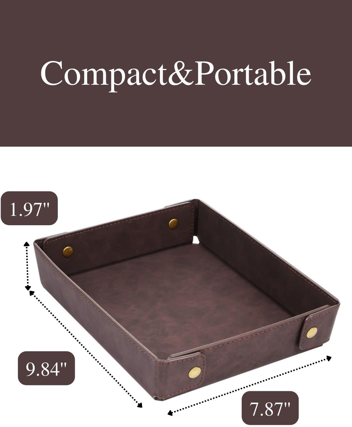 Faux Leather Valet Tray Organizer for Men - Catch-All Tray for Entryway Table Key, Wallet, Watch, Coin Change, Phone, Dresser EDC Dump Jewelry, Bedside Nightstand Desk-top