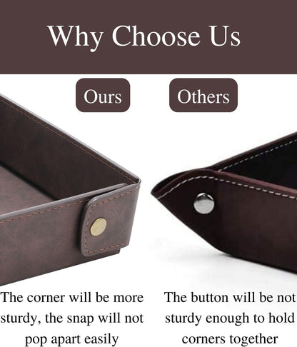Faux Leather Valet Tray Organizer for Men - Catch-All Tray for Entryway Table Key, Wallet, Watch, Coin Change, Phone, Dresser EDC Dump Jewelry, Bedside Nightstand Desk-top