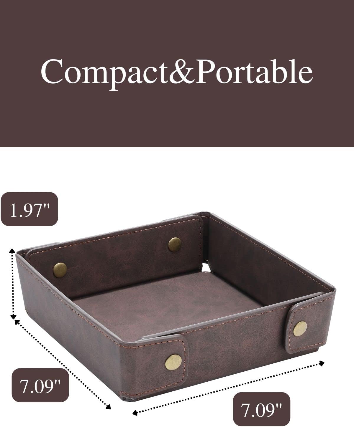 Faux Leather Valet Tray Organizer for Men - Catch-All Tray for Entryway Table Key, Wallet, Watch, Coin Change, Phone, Dresser EDC Dump Jewelry, Bedside Nightstand Desk-top