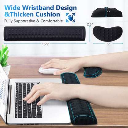 Large Smooth Superfine Fibre Memory Foam Ergonomic Mouse Pad Wrist Rest Support Mousepad with Nonslip Base for Laptop, Computer, Gaming&Office