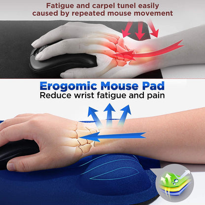 Large Smooth Superfine Fibre Memory Foam Ergonomic Mouse Pad Wrist Rest Support Mousepad with Nonslip Base for Laptop, Computer, Gaming&Office
